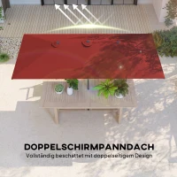 Outsunny Grote parasol, in hoogte verstelbaar, kantelbaar, 150x295x170-214 cm, Wijnrood(m-5)