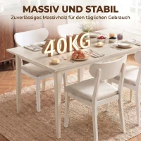 HOMCOM Esstisch für 8 Personen, Moderner Küchentisch mit Massivholzbeinen, 180 cm, Creme(m-5)