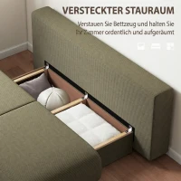 HOMCOM Slaapbank met verstelbare rugleuning, bedfunctie, verborgen opbergruimte en cordbekleding, donkergroen(m-5)