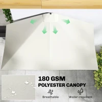 Outsunny Balcony Half Parasol Semi Round Umbrella Patio Crank Handle (2.3 m, Beige)- NO BASE INCLUDED(m-6)