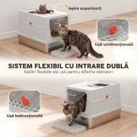 PawHut Litieră pentru Pisici din Oțel Inoxidabil, Închisă, Antimiros, XXL, Gri Deschis(m-6)