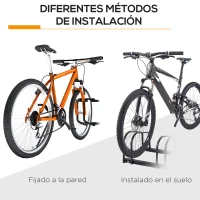 HOMCOM Aparcamiento para 4 Bicicletas Soporte de Acero para Aparcar Bicicletas en el Suelo o Pared 110x33x27 cm Negro(m-9)