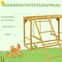 PawHut Kippenspeeltoestel met Schommels en Ladder, voor 3-4 Kippen, Kippenklimtoestel van Hout(m-4)