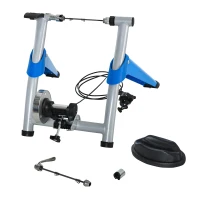HOMCOM Entrenador de Bicicleta Rodillo para Bicicleta Plegable Portátil con Resistencia Magnética Ajustable de 8 Niveles para Ruedas de 650C, 700C o 26" - 29" 77x56x47,5 cm Azul(m-1)