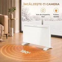 HOMCOM Convector Electric 1500 W, de Perete și Podea, Compatibil Alexa și Google Home, Alb(m-4)