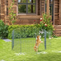 PawHut Vallas para Perros Plegables de 8 Piezas 63x76 cm con 1 Puerta y Marco de Acero para Jardín Patio Plata(m-10)