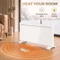HOMCOM Smart Panel Heater Wall Mounted/Freestanding, Electric Heater with Weekly Timer, Open Window & Anti-Frost, 2000W, White(m-4)