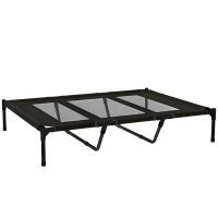 PawHut Cama Elevada para Perros Grandes Cama para Perros con Zona de Malla Transpirable y Bolsa 122x92x23 cm Negro(m-1)