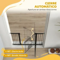 PawHut Barrera de Seguridad para Perros con Puerta Pequeña para Escaleras y Puertas 75-131 cm con 3 Extensiones Negro(m-5)