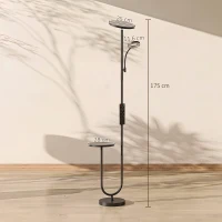HOMCOM Lampadar LED dimabil 42W 4840LM Lampă de lectură reglabilă și poliță Lampadar de podea pentru living 2700K-6000K Telecomandă Negru(m-3)