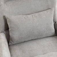 HOMCOM 360° draaibare loungestoel met voetenbank, in hoogte verstelbaar, chenille bekleding, met lendekussen, crèmewit(m-13)