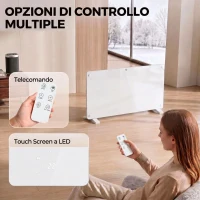 HOMCOM Stufa Elettrica 2000W Termoconvettore da Parete e Terra, Compatibile con Alexa e Google Home, Bianco(m-4)