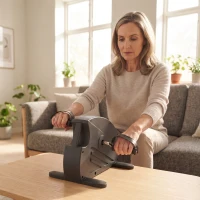 SPORTNOW Mini Heimtrainer Pedaltrainer mit stufenlosem Widerstand LCD-Display 4-fach verstellbaren Pedalriemen Griff(m-8)