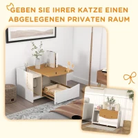 PawHut Kattentoilet, uitschuifbaar, kastontwerp, strooisellade, 78x50x51cm, Eik/Wit(m-6)