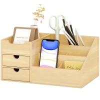 HOMCOM bureau organizer 2 laden opbergdoos kantoor box organisatie natuur(m-10)