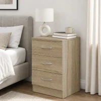 HOMCOM Three-Drawer Simple Bedside Table - Oak(m-2)