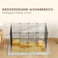 PawHut Kleintierkäfig, Außengehege, modulare Bauweise, 0,72 m² Fläche, Stahl, Schwarz(m-6)