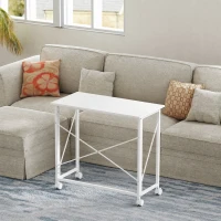 HOMCOM Bureau pliant table d'ordinateur 80 x 40 cm sur roulettes pour bureau à domicile, chambre, petits espaces, blanc(m-2)