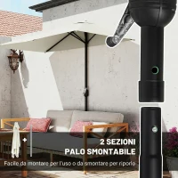 Outsunny Ombrellone da Parete Mezzaluna Salvaspazio con Apertura a Manovella, Beige(m-7)