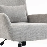 HOMCOM 360° draaibare loungestoel met voetenbank, in hoogte verstelbaar, chenille bekleding, met lendekussen, crèmewit(m-11)