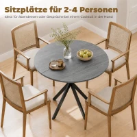 HOMCOM Runder Küchentisch, 80 cm, kompakte Tischplatte, Spanplatte, Metall, Grau(m-4)