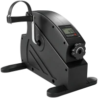 SPORTNOW Mini Heimtrainer Pedaltrainer mit stufenlosem Widerstand LCD-Display 4-fach verstellbaren Pedalriemen Griff(m-11)
