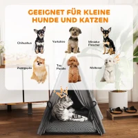 PawHut Tipi-tent voor huisdieren, dierenbed in tipi-design, kattentent met kussen, hondenbed om in te slapen, kattenbed, Grijs(m-4)