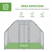PawHut Gallinero para Exterior 2,8x1,9x1,95 m Jaula de Gallinas de 1 Habitación Cubierta de Tela Oxford Anti-UV Plata(m-4)