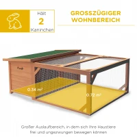 PawHut Kleintierstall mit Freigehege, herausnehmbare Bodenwanne, wetterbeständig, 125,5 cm x 100 c x 49 cm Grün + Natur(m-4)