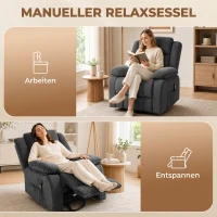 HOMCOM Relaxsessel mit Vibrationsmassage und Wärme, manuell verstellbarer Drehsessel mit Schaukelfunktion und Taschenfederkern, Grau(m-5)