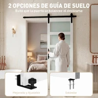 HOMCOM Puerta Corredera Interior 71x213 cm con Kit de Montaje, MDF y Vidrio Esmerilado, Riel y Herrajes, Blanco(m-6)