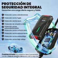 HOMCOM Cable de Carga Coche Eléctrico Tipo 2 3,7kW 5m 6-16A Temporizador 1-12h Enchufe Schuko Pantalla LCD IP65 de Pared Bolsa(m-5)