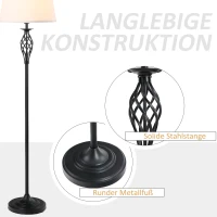 HOMCOM 3er-Lampenset 2 Tischlampe(ø38 x 158H cm) + 1 Stehlampe(ø30 x 62H cm) Vintage Standlampe mit Fußschalter Leselampe für Wohnzimmer, Schlafzimmer Metall, Schwarz+Weiß(m-6)