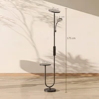 HOMCOM Lampadaire LED Dimmable 42W 4840LM Liseuse Réglable et Tablette Lampadaire sur Pied Salon 2700K-6000K Télécommande Noir(m-3)