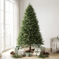 HOMCOM 6ft Artificial Christmas Tree, Hinged Xmas Tree with Realistic 751 PE & PVC Branch Tips, Fir Wood Base, Green(m-8)