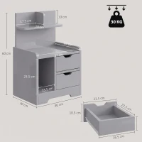 HOMCOM Bedside Table, Small Bedside Cabinet with 2 Drawers and Storage Shelves, Modern Nightstand for Bedroom, Grey(m-3)