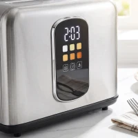 HOMCOM Ensemble Bouilloire et Grille-Pain en Inox, Bouilloire 2200W 1,5L, Grille-Pain 2 Tranches, Écran Tactile LED, Argenté(m-11)