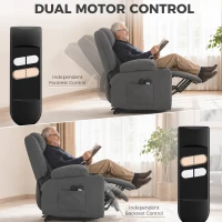 HOMCOM Dual Motor Recliner Chair, 55° Electric Lift Chair for Elderly, Recliner Armchair with Massage and Heat, Dark Grey(m-6)
