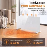 HOMCOM Convector Electric 2000W, Montare pe Perete sau Podea, Compatibil cu Alexa și Google Home, Alb(m-5)
