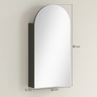 HOMCOM Arched Bathroom Mirror Cabinet with Adjustable Glass Shelves - Black(m-3)
