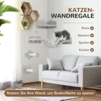 PawHut Kattentrapset, 4-delig, Krabmeubel met Sisal Treden, Dubbele Platform, Lichtgrijs/Crèmewit(m-4)