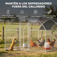 PawHut Gallinero de Exterior Grande para 12-18 Gallinas de Acero Galvanizado y Techo de Tela Oxford 5,7x2,8x1,97 m Plata(m-5)