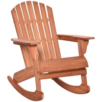 Outsunny Silla Adirondack de Madera Natural 77x94x97 cm para Jardín Terraza Exterior de Estilo Rústico Carga 130kg Color Teca(m-1)