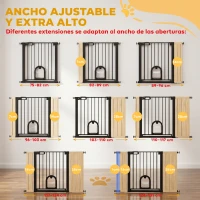 PawHut Barrera de Seguridad para Perros con Puerta Pequeña para Escaleras y Puertas 75-131 cm con 3 Extensiones Negro(m-7)
