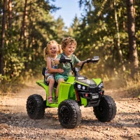 AIYAPLAY 24V 2 Seater Electric Quad Bike for Kids, Ride On Car ATV Toy w/ Forward Backward, for Boys Girls 3-8 Years, Green(m-14)