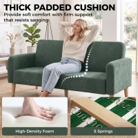 HOMCOM 2 Seater Sofa, Velvet Small Couch with 20cm Thick Padding, Wide and Deep Seat, Dark Green(m-4)