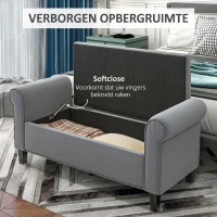 HOMCOM Zitbank Polsterbank Bedbank, Knoopstiksel, Fluweelachtige Afwerking, 126 cm x 48,5 cm x 57 cm, Grijs(m-4)