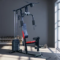 HOMCOM Fitnessstation Kraftstation Multigym Fitnesscenter Fitnessgerät Latzug Beincurl(m-10)