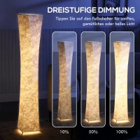 HOMCOM Stehlampe mit Papierschirm, Fußschalter, 3 Helligkeitsstufen, Weiß(m-4)
