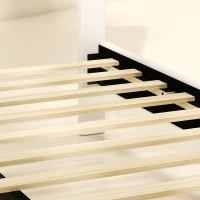 HOMCOM Bedframe 140 x 200 cm met verstelbaar hoofdbord, gestoffeerd bed in linnenlook met 12 multiplex latten - Beige(m-10)